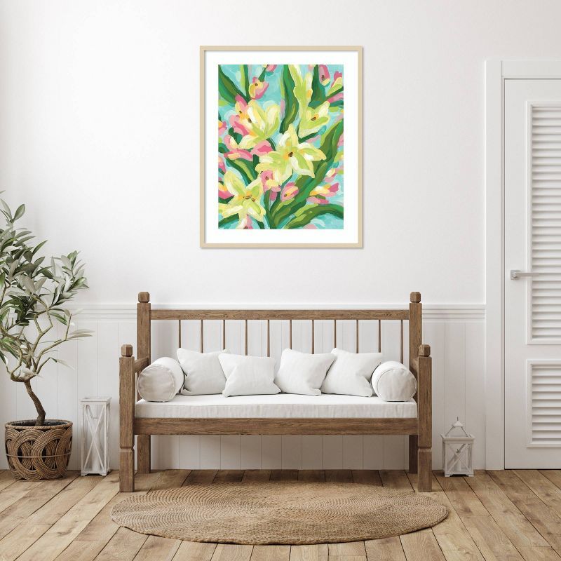 Floral Vibration II Framed Abstract Graphic Art Print in Svelte Natural