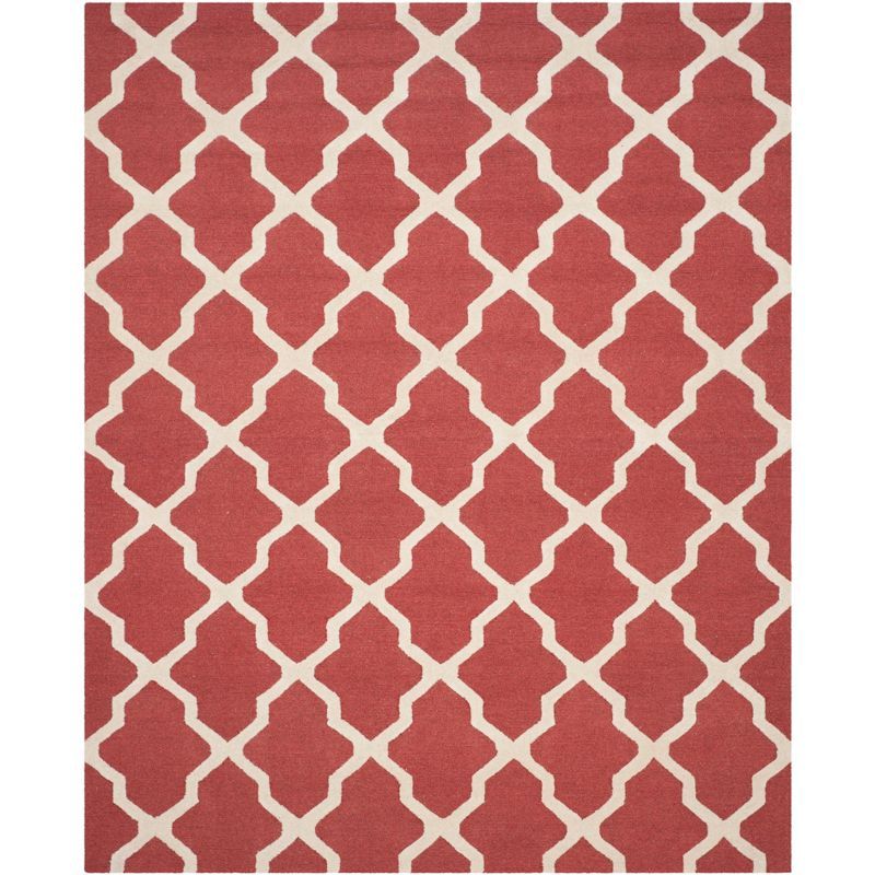 Rust and Ivory Hand-Tufted Wool Geometric Area Rug