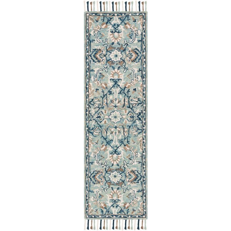 Blossom Blue Ivory Hand Tufted Wool Runner Rug