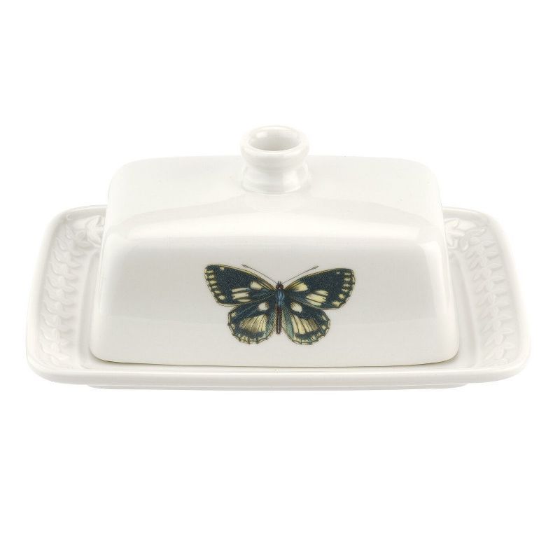 Portmeirion Botanic Garden Harmony Porcelain Butter Dish with Butterfly Motif