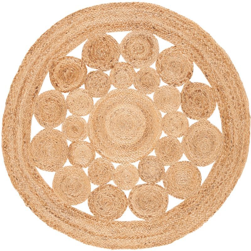 Hand-Knotted Natural Jute 3' Round Non-Slip Area Rug