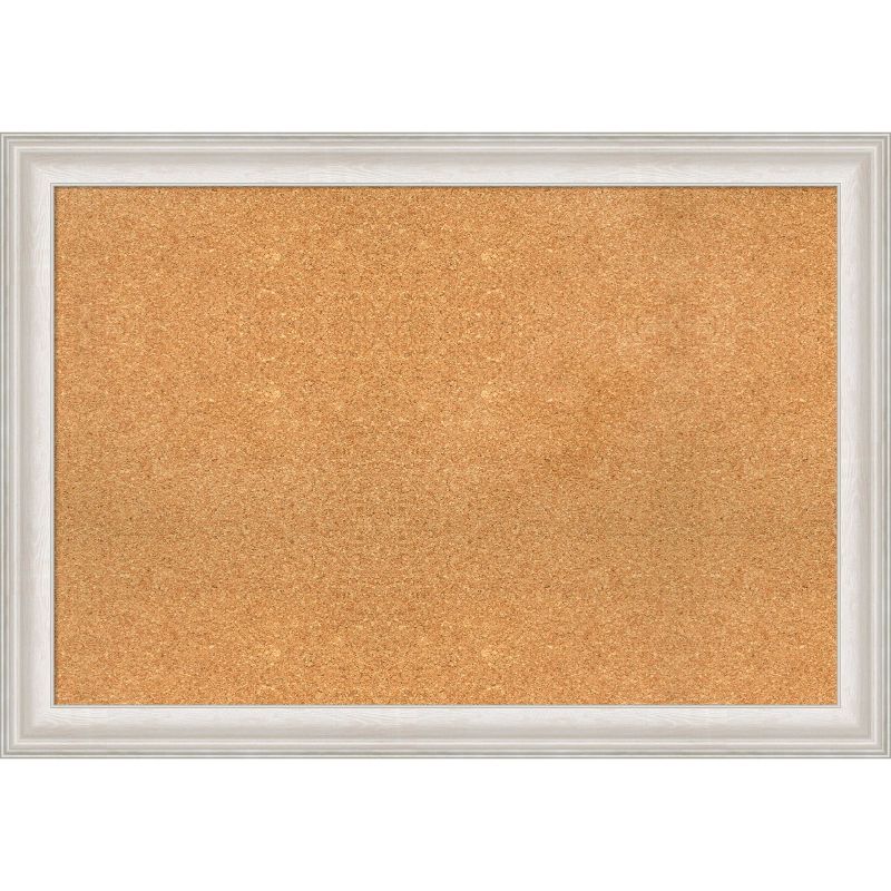 Trio White Wash Silver Framed Natural Corkboard 40" x 28"