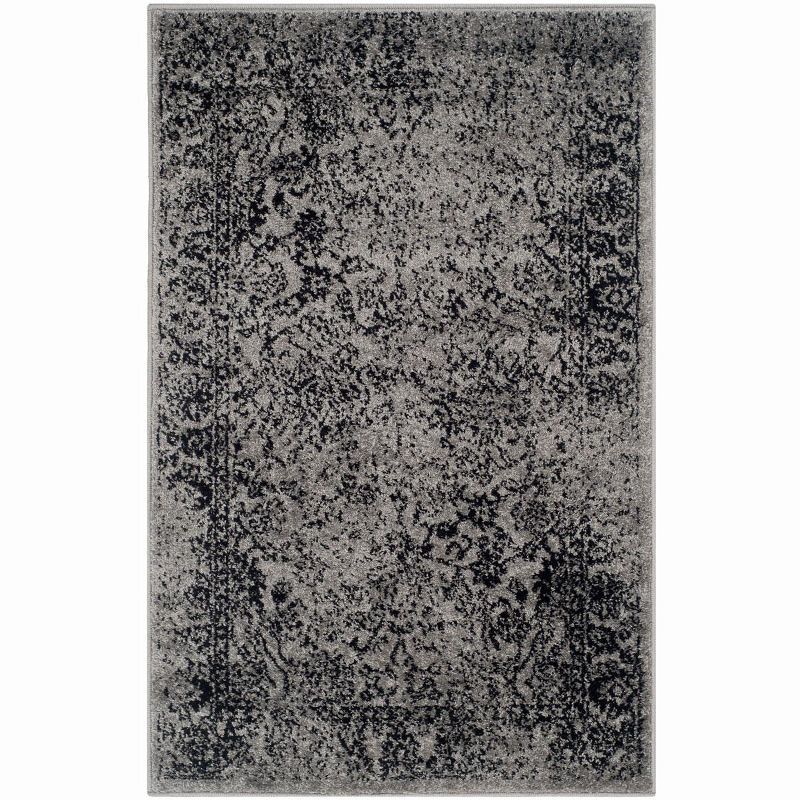 Chic Grey & Black Medallion Hand-Knotted Area Rug