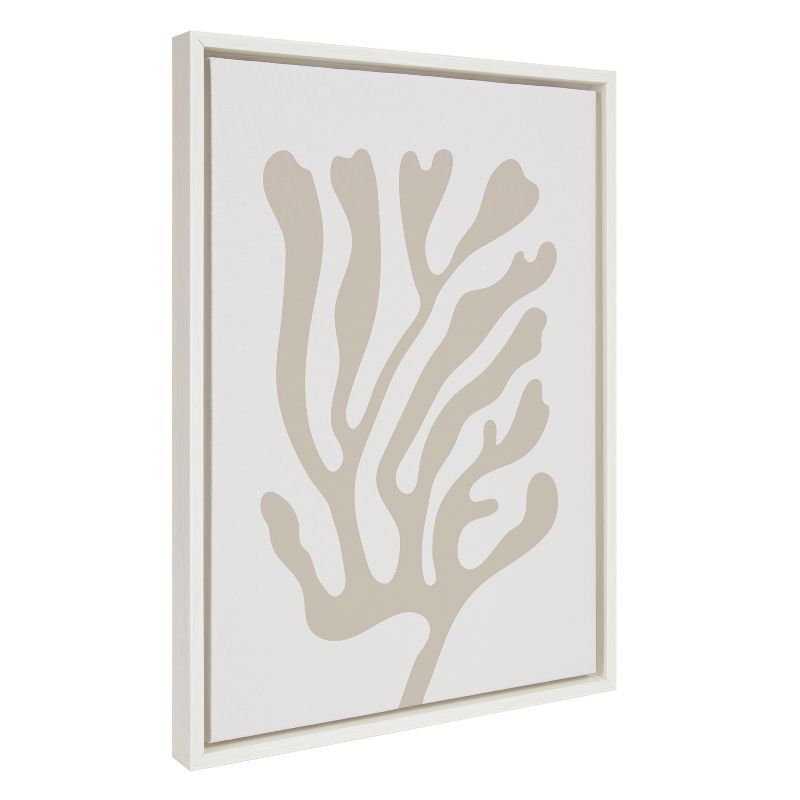 Beige Abstract Coral Print on Canvas with White Frame