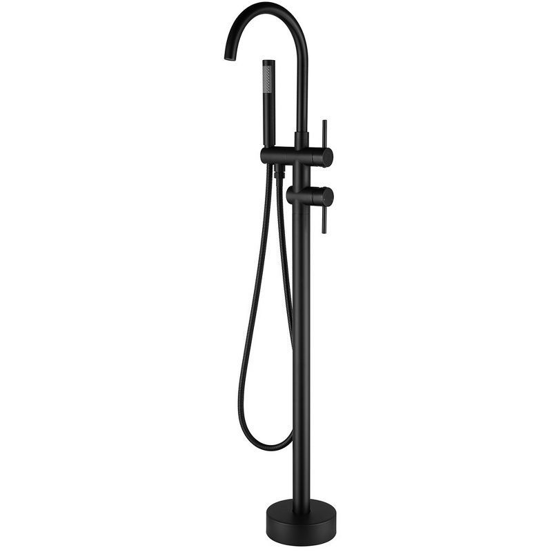 Matte Black Brass Freestanding Tub Faucet with Hand Shower