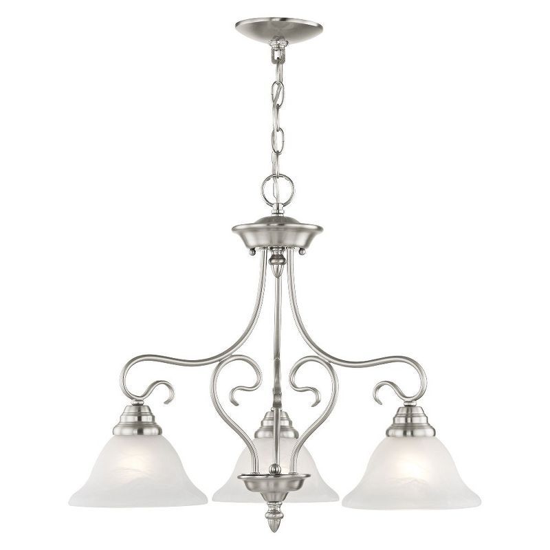 Elegant Coronado Brushed Nickel Chandelier with Alabaster Glass Shades