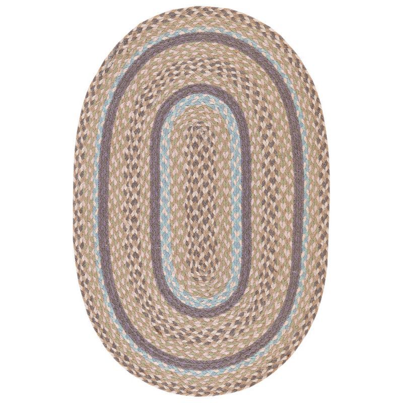Handmade Oval Blue and Olive Jute Area Rug 6' x 9'