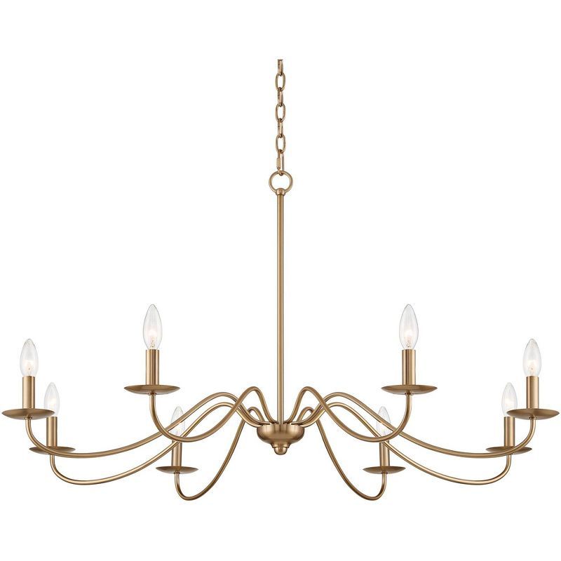 Soft Gold Farmhouse 45" Wide Rustic 8-Light Chandelier