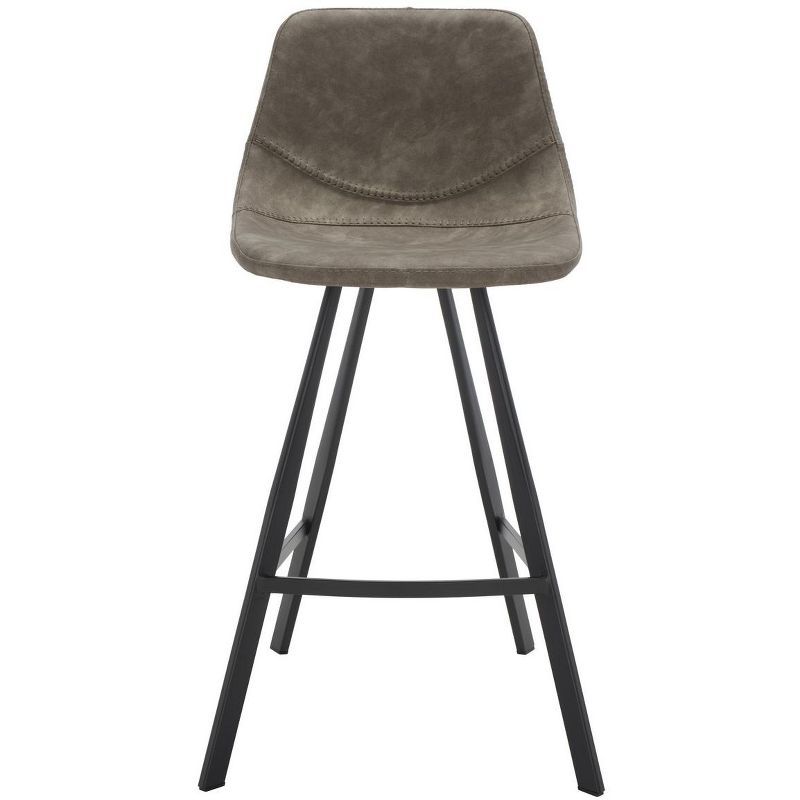 Ryanne Grey Vegan Leather and Black Metal Counter Stool