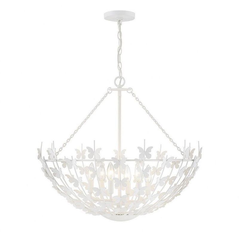 Bisque White Butterfly Bowl 6-Light Incandescent Pendant