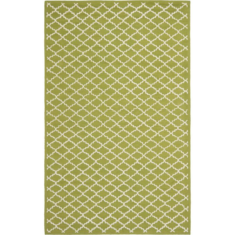 Olive and Ivory Hand-Hooked Cotton Area Rug