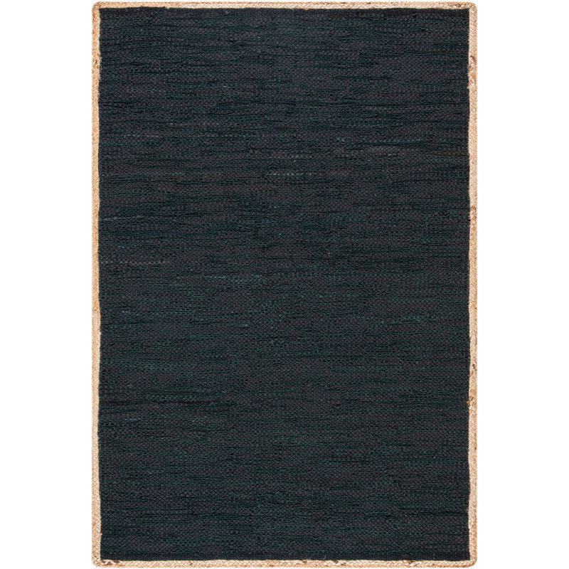 Hand-Knotted Black and Natural Wool Area Rug, 4' x 6'