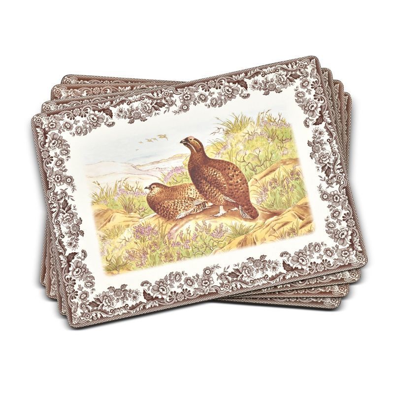 Woodland Wildlife Brown and White Hardboard Placemats Set of 4