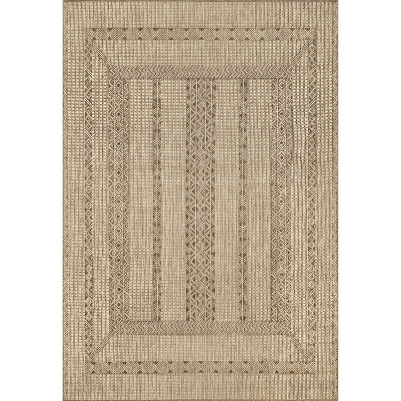 Ayla Beige Bohemian Indoor/Outdoor Synthetic Area Rug