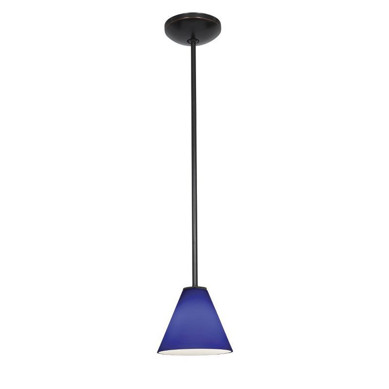 Martini Oil Rubbed Bronze and Cobalt Glass Pendant Light