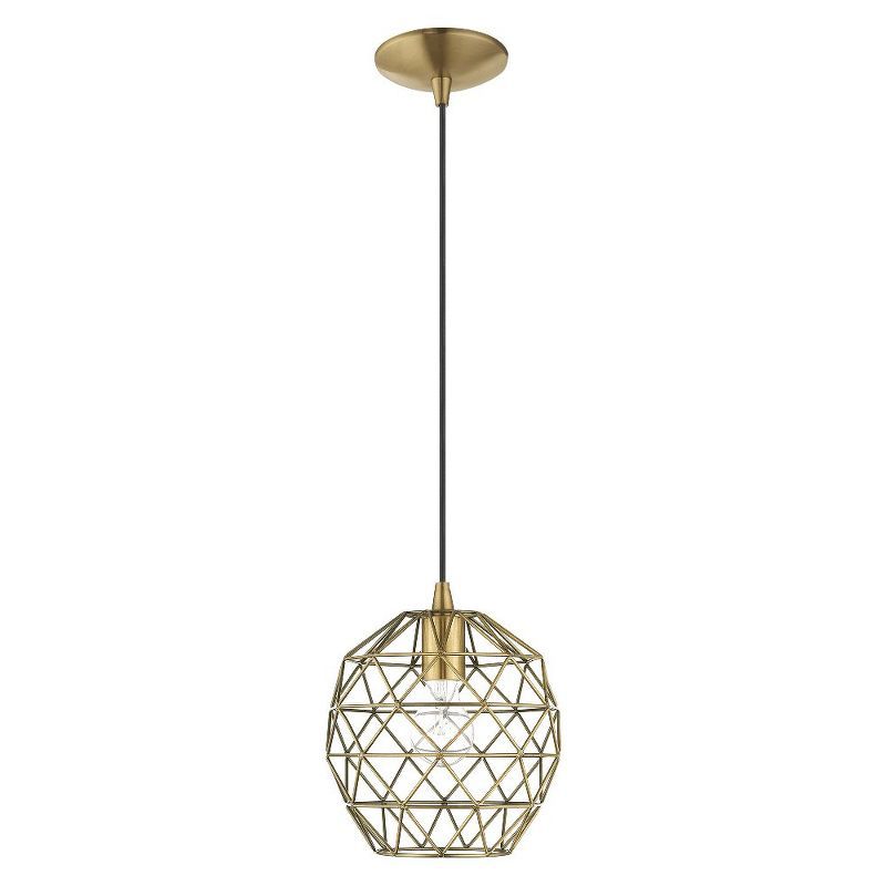 Antique Brass Geometric Metal Mini Globe Pendant Light