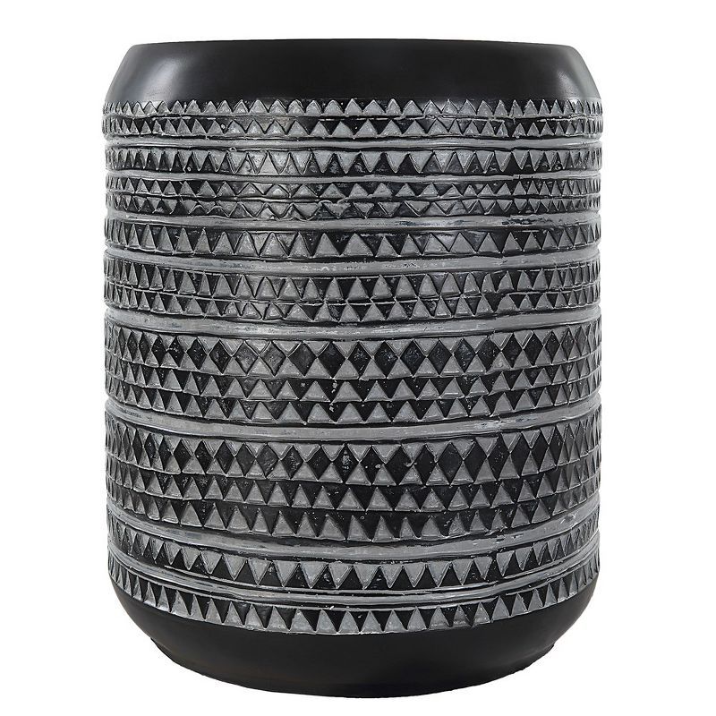 Chalk Black and Gray Round Tribal Accent Table