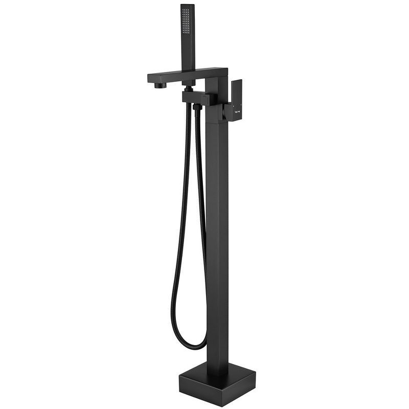 Matte Black Stainless Steel Freestanding Tub Faucet with Hand Shower