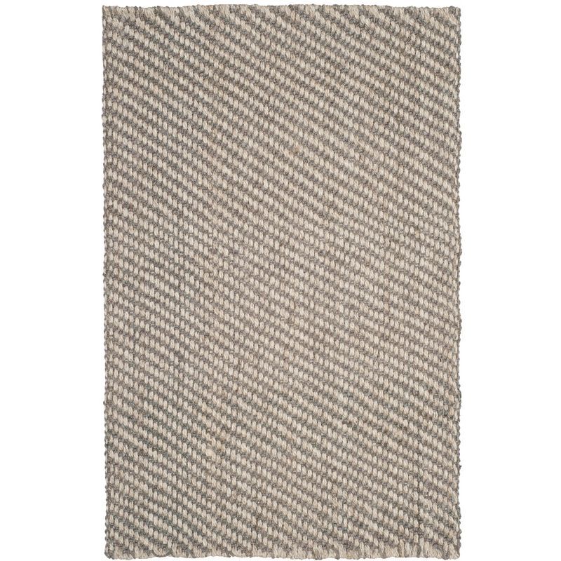 Natural Grey Hand-Knotted Jute Area Rug 3' x 5'