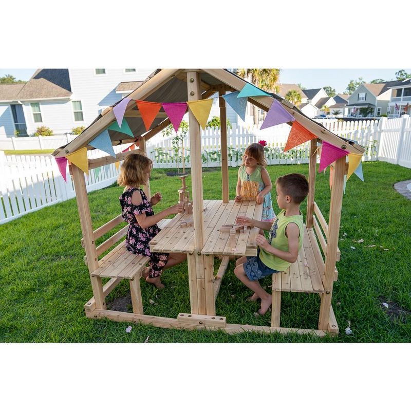 Funphix Wooden Kids Playhouse with Table and Benches