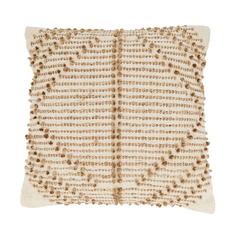 Natural Diamond Woven Cotton Jute Throw Pillow 18"