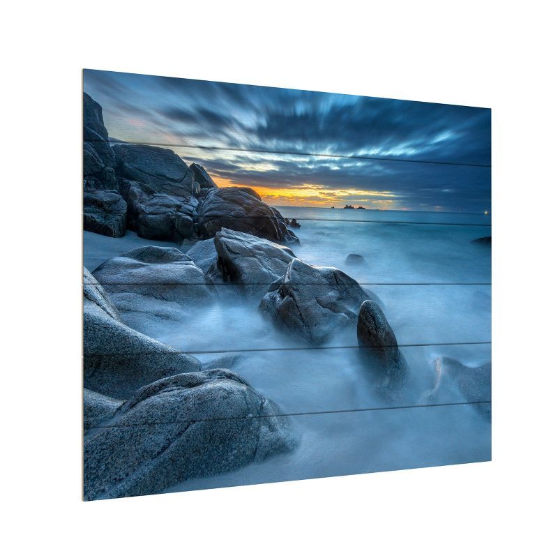 Blue Hour Ocean Landscape Canvas Art in 18x22