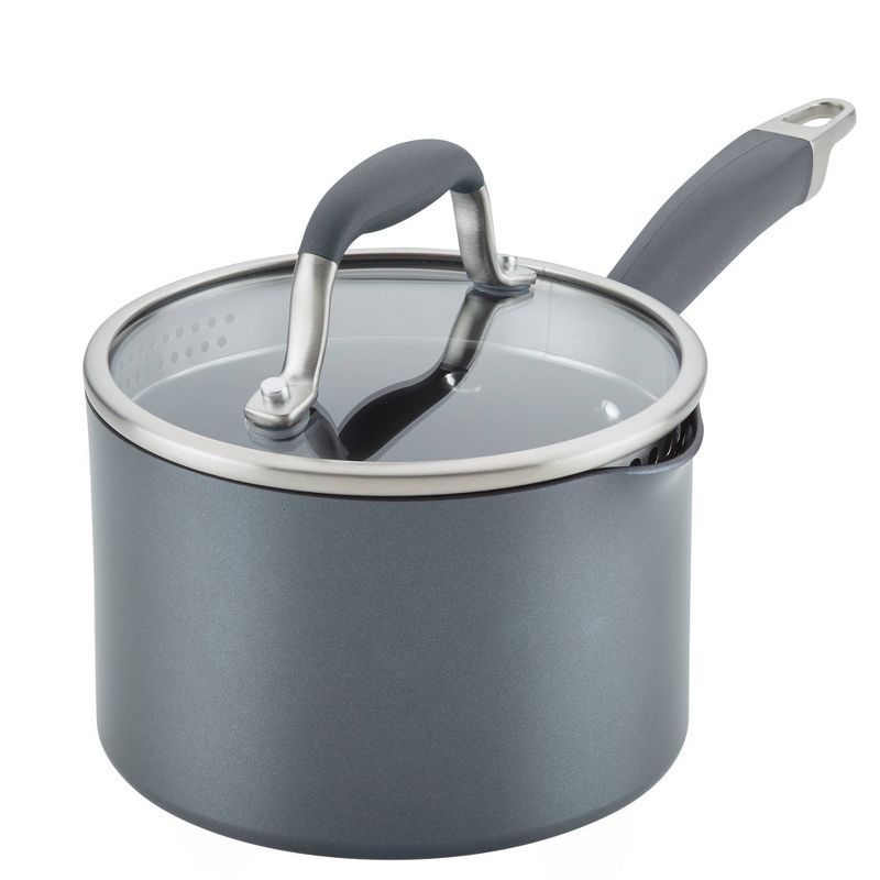 Moonstone Aluminum Nonstick Saucier with Pour Spout and Lid, 2 Quart