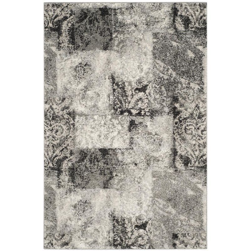 4' x 6' Gray Abstract Shag Synthetic Reversible Rug