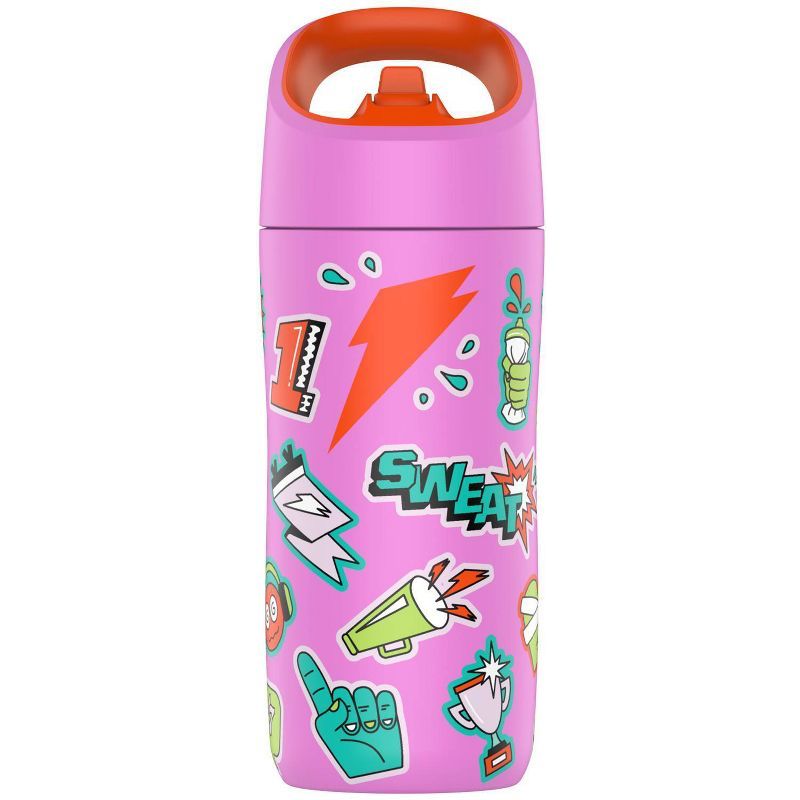 Stickered Pink 12oz Insulated Stainless Steel Water Bottle