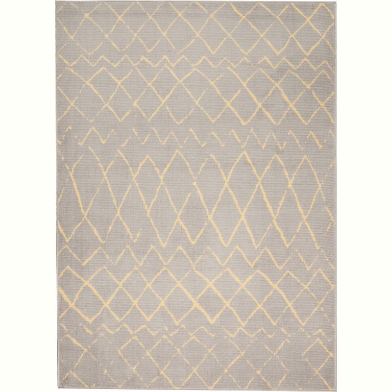Geometric Gray Synthetic 5' x 7' Easy Care Area Rug