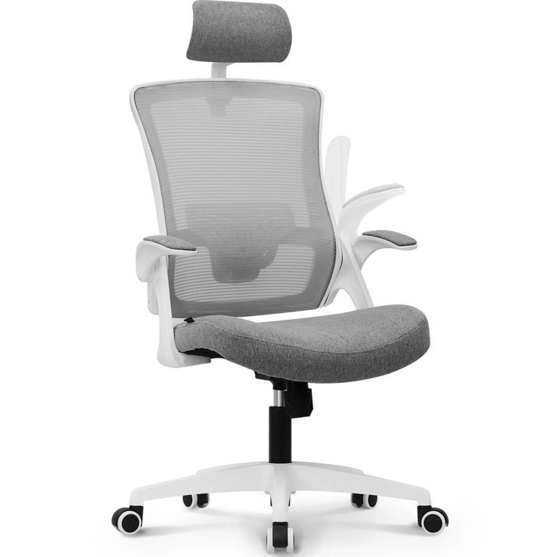 Gray High Back Mesh Executive Swivel Chair with Adjustable Arms