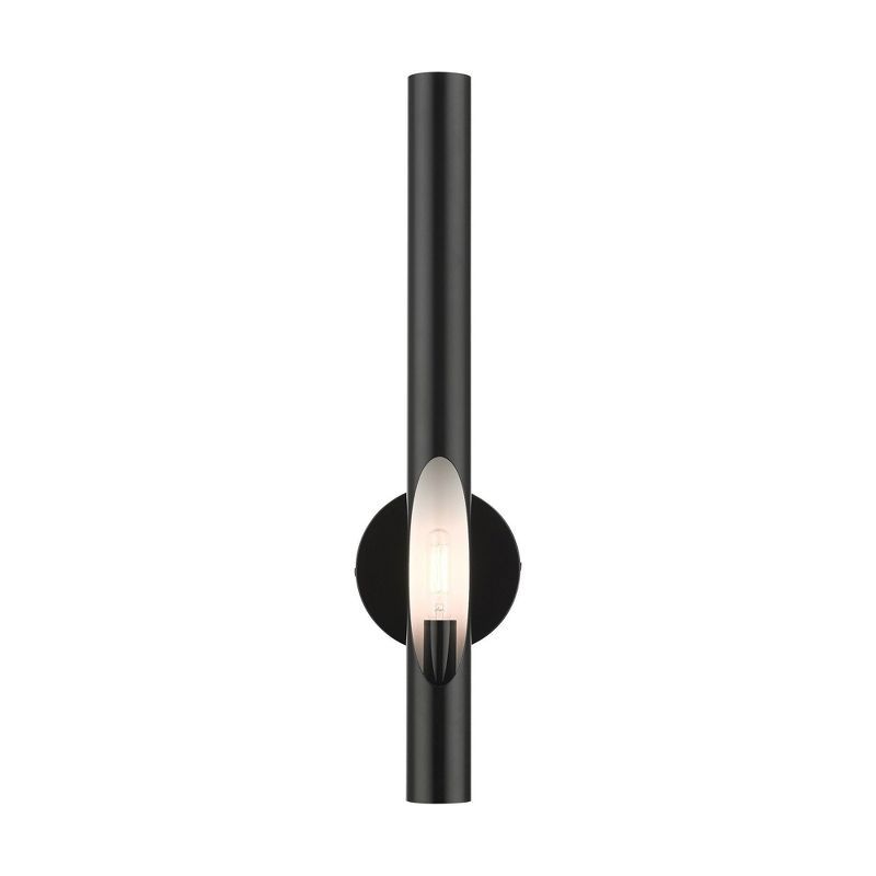 Acra Shiny Black Hand-Welded Sconce with Dimmable Light