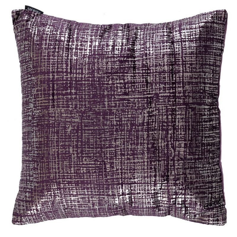 Purple and Silver Viscose Velvet Square Decorative Pillow