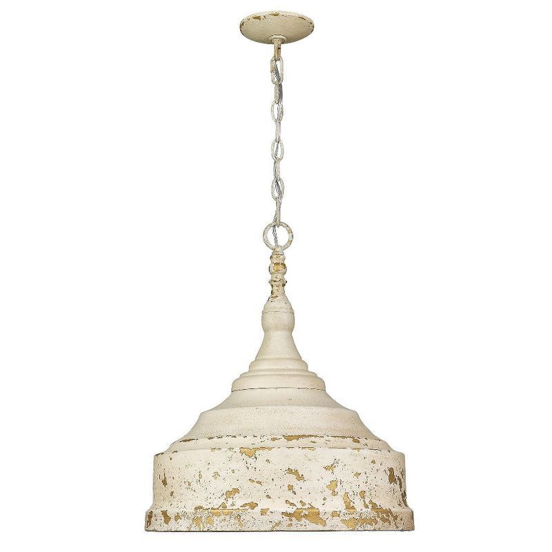 Keating Antique Ivory Farmhouse Pendant Light with White Interior