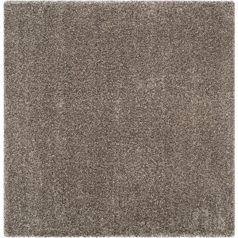 Luxurious Gray Synthetic 7' Square Shag Rug for Easy Care