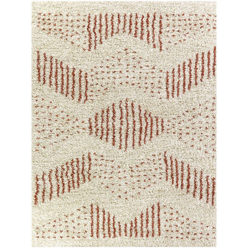 White and Orange Rectangular Shag Kids' Rug 5' x 7'