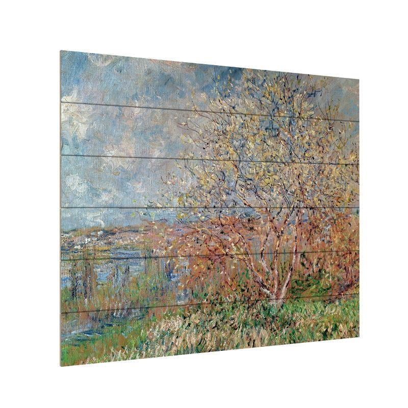 Claude Monet Spring Landscape 18x22 Wood Slat Wall Art