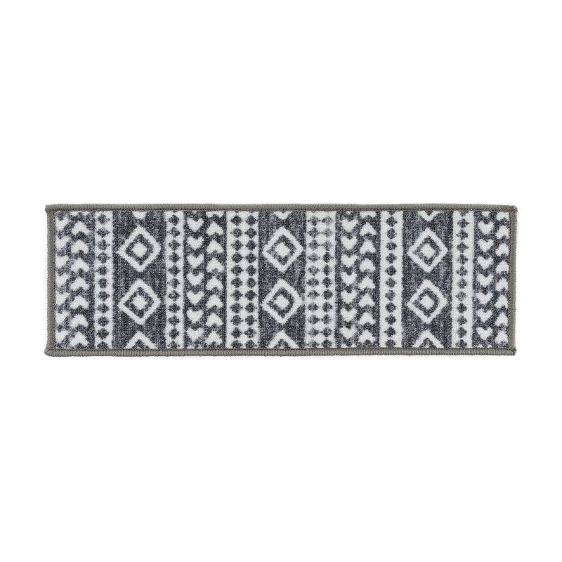 Gray and White Geometric Bohemian Non-Slip Stair Treads Set