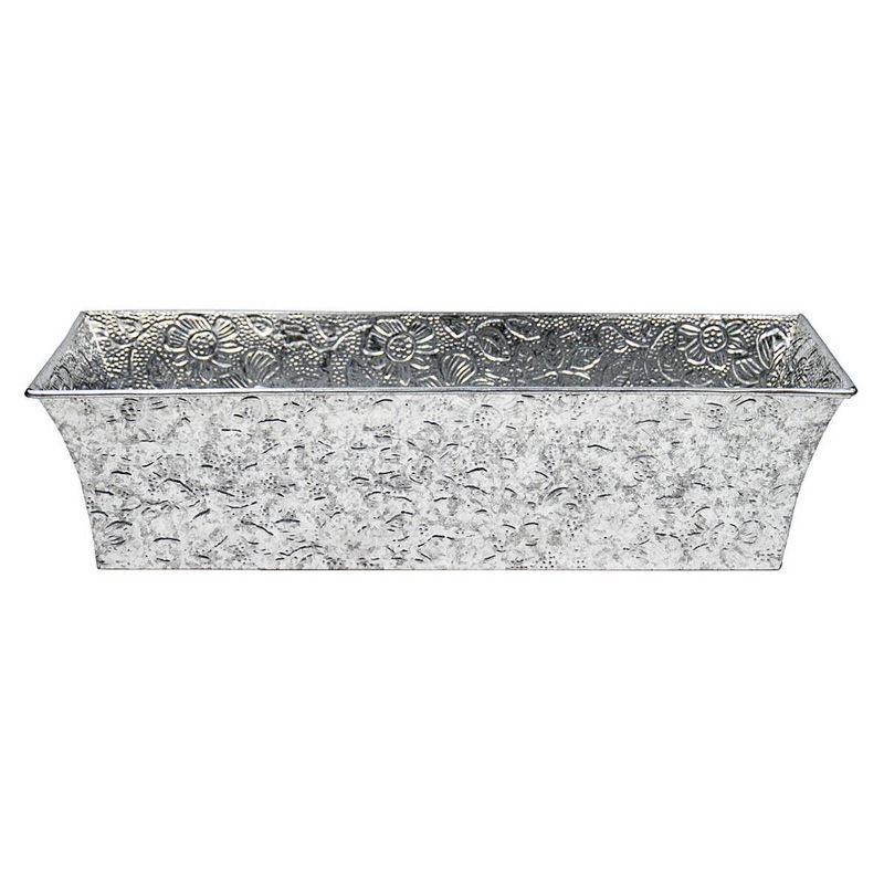 Vintage Embossed Floral Galvanized Steel Planter Box - 25"x11"