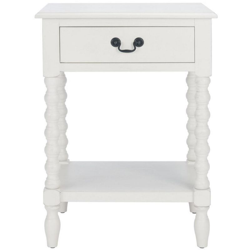 Distressed White Modern Farmhouse Accent Table with Storage