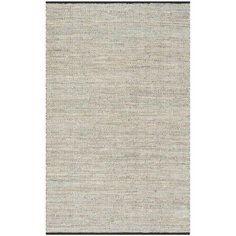 Beige Handwoven Leather 5' x 8' Area Rug