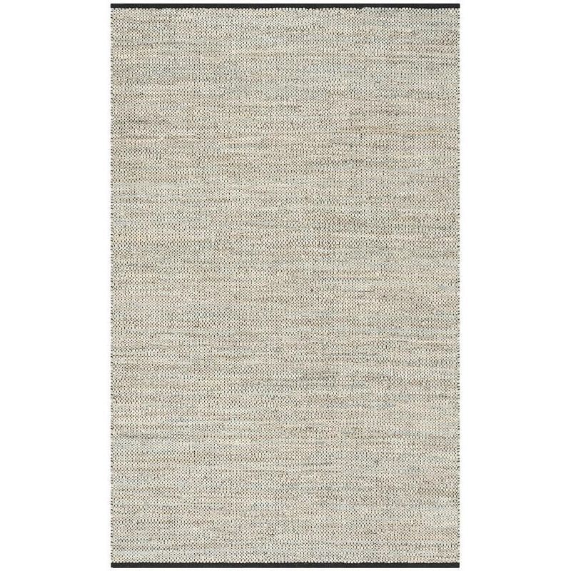 Handmade Beige Cowhide 6' x 9' Flat Woven Washable Area Rug