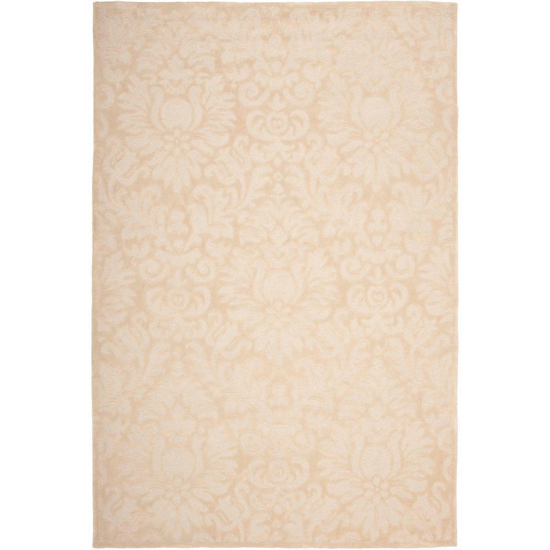 Ivory Hand-Knotted Wool and Synthetic 4x6 Area Rug