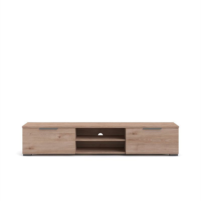 Jackson Hickory Low-Profile TV Stand with Cabinets and Shelves