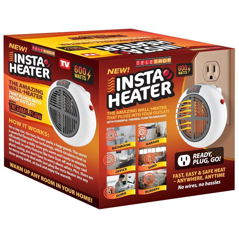 Compact White Plug-in Electric Heater with Thermostat