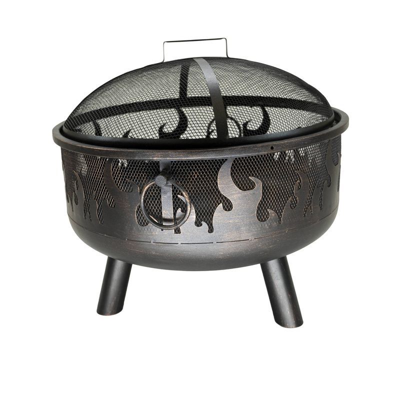 Bronze Wood Burning Fire Pit with Flame Design