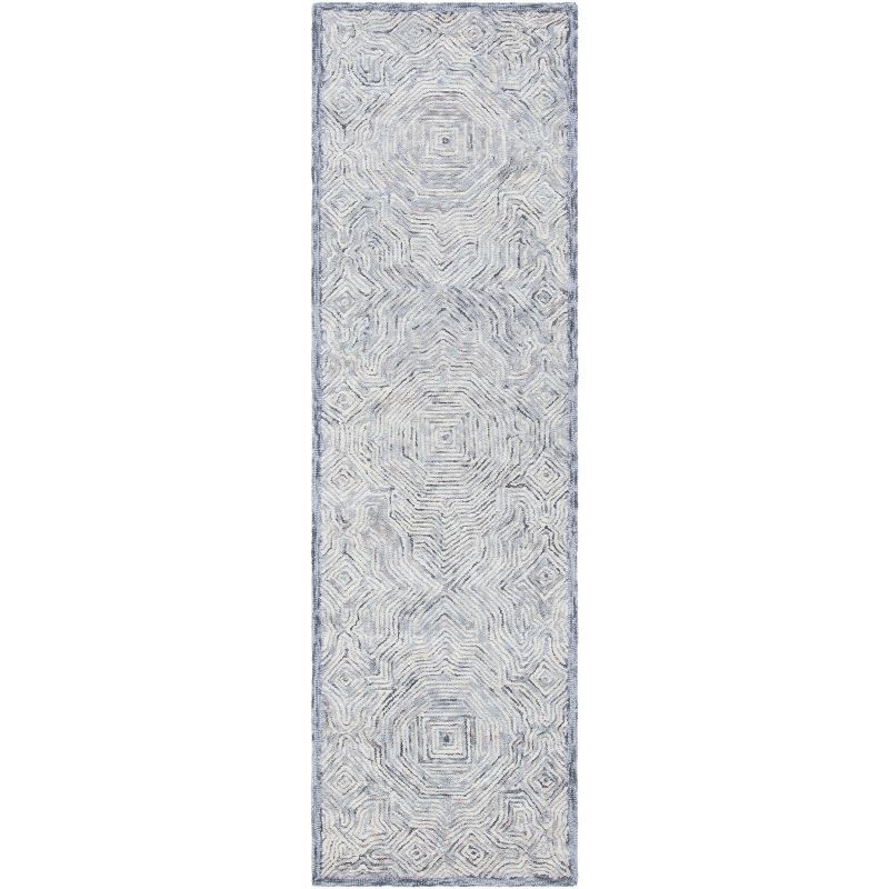 Hand-Tufted Silver Wool Ikat Runner Rug 2'3" x 8'