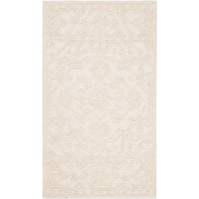 Ivory Hand-Tufted Wool Rectangular Area Rug, 8' x 10'