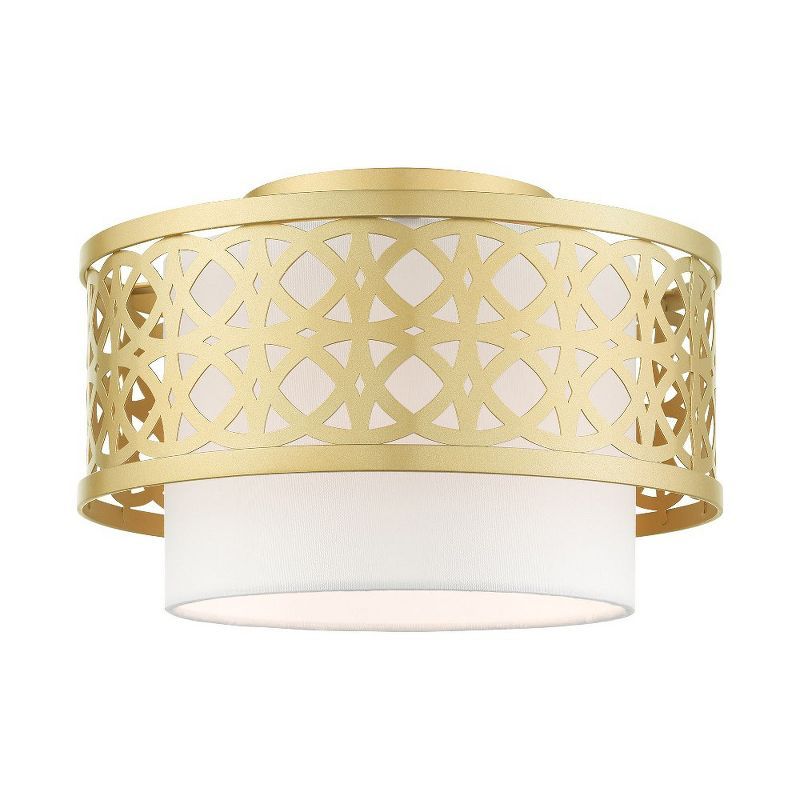 Calinda Soft Gold Drum LED Semi-Flush Mount with Handcrafted Shade