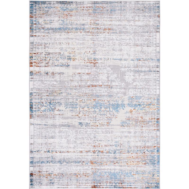 Amelia Abstract Distressed Gray and Blue Gold 8' x 10' Area Rug